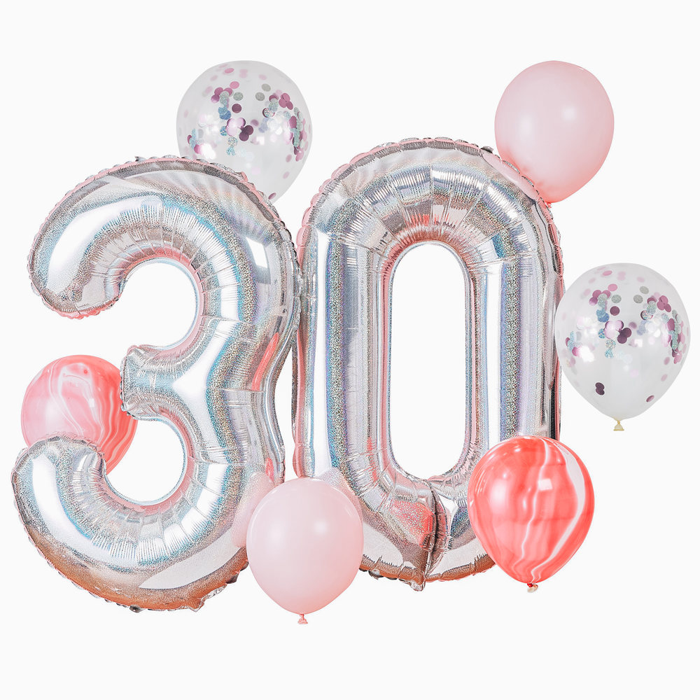 Palloncini di 30 compleanno, palloncini numero 30 in oro rosa
