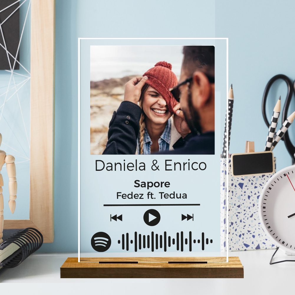 Targa Personalizzata Musica Lampada Foto con Spotify Code Led