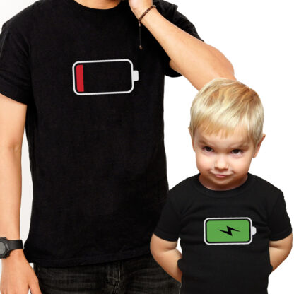 t-shirt-papà-figlio-batteria-scarica-carica
