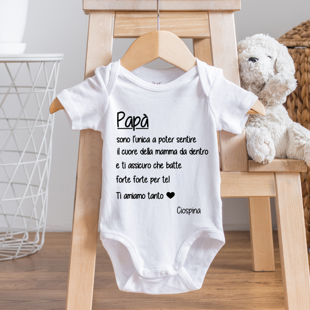 Shirtgeil Body Neonato Manica Lunga 'Amo Il Mio Papà' - Cotone Biologico Certificato Oeko-Tex, Regalo Nascita