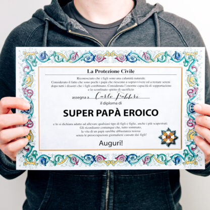 Diploma Attestato di Super Papà Eroico - Regali divertenti per il Papà - immagine 2