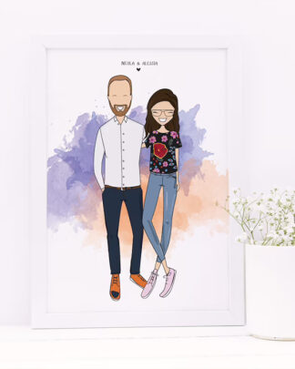 ritratto-personalizzato-sfondo-acquarello-coppia-regalo-anniversario