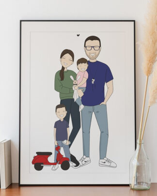 ritratto-personalizzato-famiglia-regalo-papà
