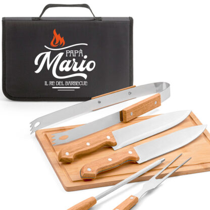 set-attrezzi-personalizzato-barbecue-grembiule-fiamma-papà-re-barbecue