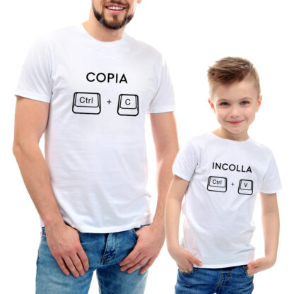 Ctrl V T-shirt papà e bimbi Ctrl C divertente idea regalo padre e figli! 