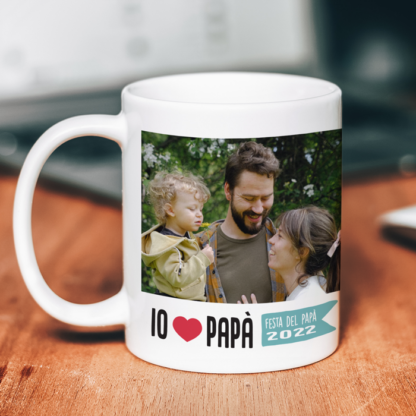 Tazza Personalizzata “Io ❤️ Papà” con Foto e Dedica –  Idea Regalo per il Papà - immagine 3