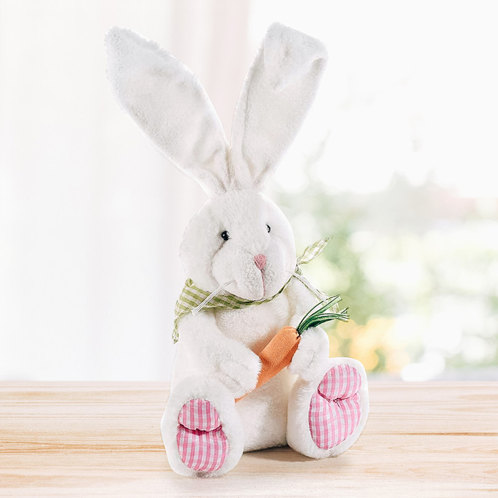 Coniglietto Pasquale con Orecchie Modellabili e Carota - Regalo Decorazione  di Pasqua