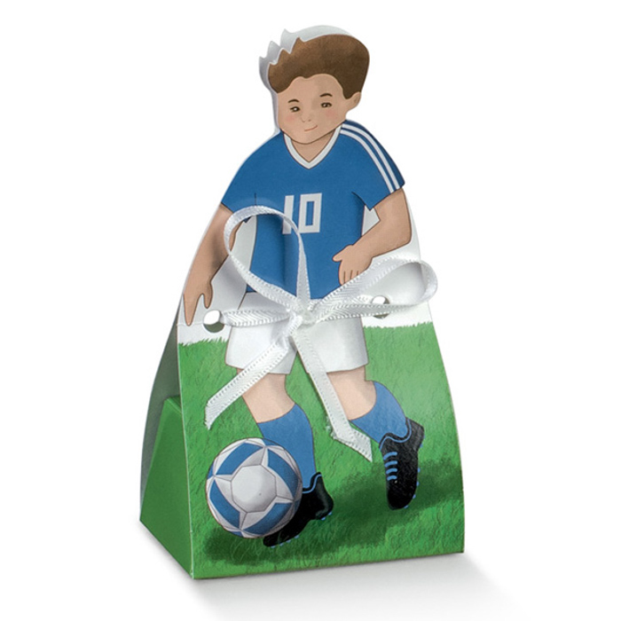 Set di 10 Scatoline Portaconfetti Calciatore Maschietto Bambini- Bomboniera  Comunione Cresima