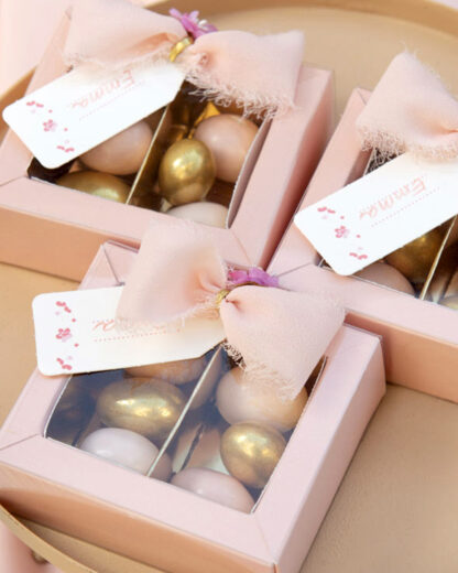 Set di 10 Scatoline Portaconfetti Rosa e Oro - Bomboniera Matrimonio Battesimo Comunione Cresima - immagine 2