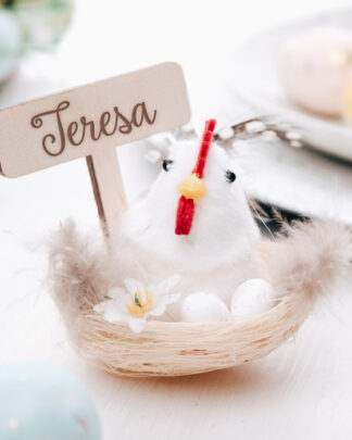 Set 6 Segnaposto Pasquali in Carta a Forma di Coniglietto con Pom Pom -  Idea Decorazione Tavola per Pasqua