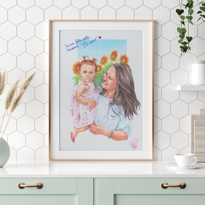 illustrazione-personalizzata-supermamma-eroe-festa-mamma-acquerello