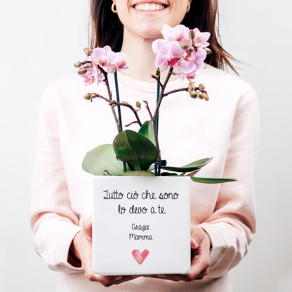 Vaso di Ceramica Porta Pianta con Dedica Personalizzata e Cuore - Idea Regalo Originale per Festa della Mamma, Compleanno, Mamme che Amano il Giardinaggio