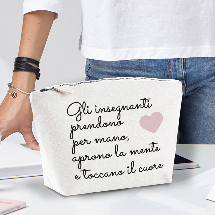 Pochette Beauty Case Personalizzato con Frase - Idea Regalo Maestra