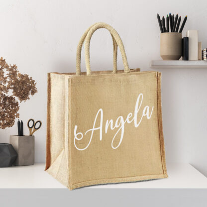 Borsa Shopper in Juta Personalizzata con Nome per Maestra o Insegnante - immagine 4