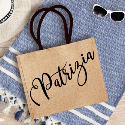 Borsa da Mare in Juta Personalizzata con Nome