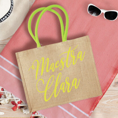 Borsa da Mare in Juta Personalizzata con Nome per Maestra - immagine 4
