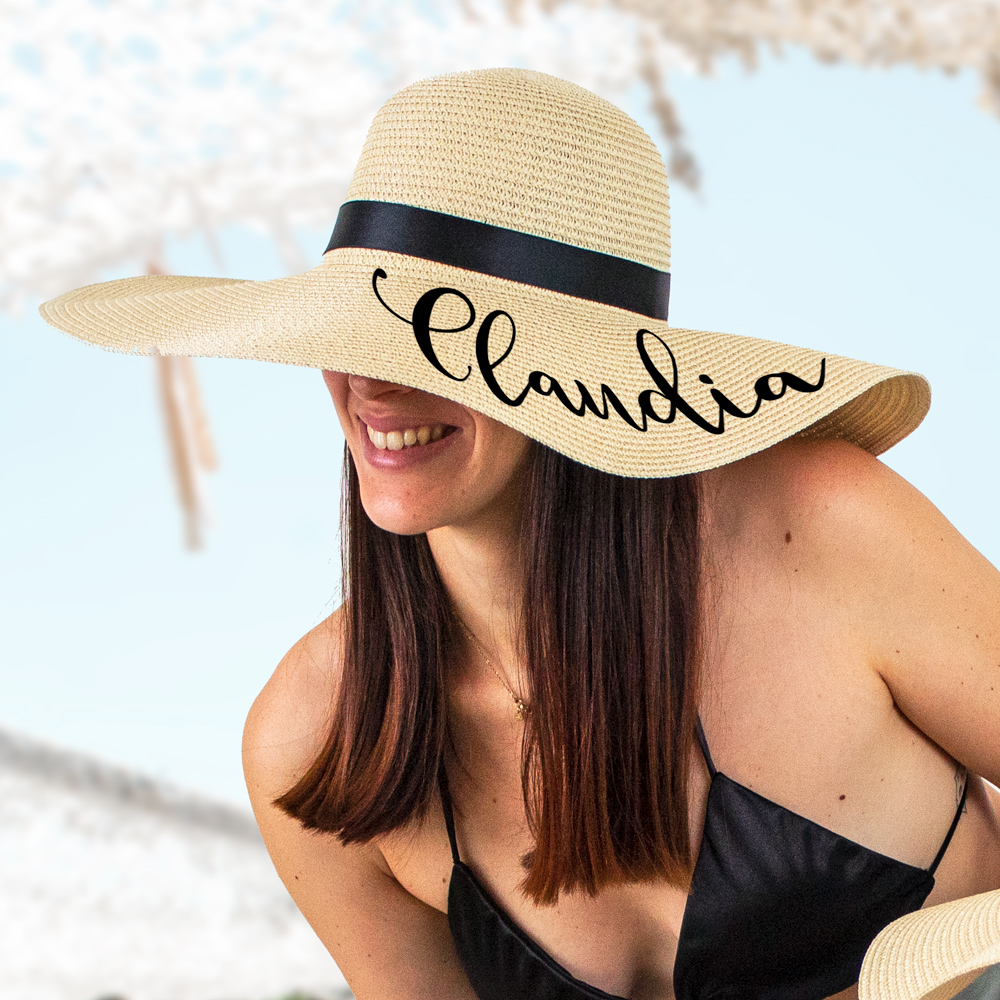 Cappello di Paglia da Spiaggia Personalizzabile con Nome - Idea Regalo  Addio al Nubilato, Estate