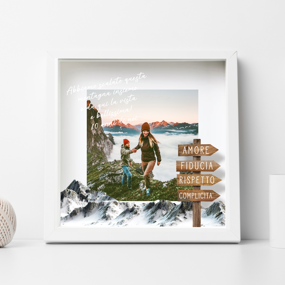 Quadretto Effetto 3D Sfondo Montagna Personalizzato con Foto e Dedica -  Idea Regalo Anniversario