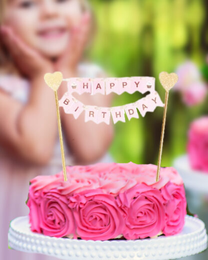 Cake Topper in Carta "Happy Birthday" - Decorazione Torta Compleanno Donna