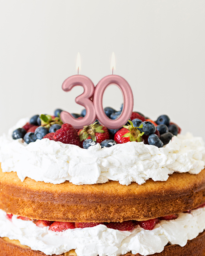 Numero 4 CANDELA compleanno anniversario di matrimonio decorazione per torta 8cm ORO Metallizzato 
