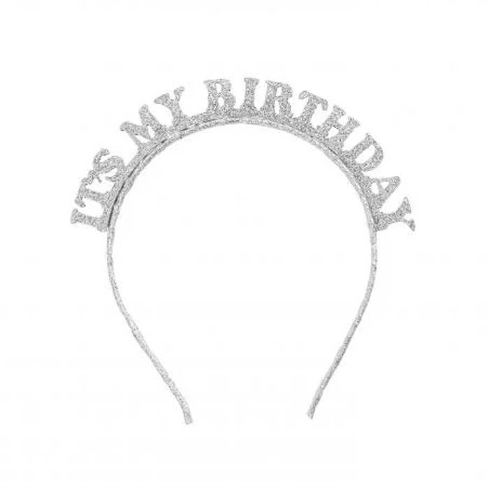 Cerchietto Argento Glitter It's My Birthday - Accessorio Festa di Compleanno  per Donna