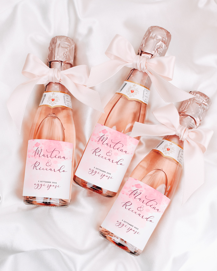 Bottigliette Mignon di Spumante Rosé Personalizzate - Idea Bomboniera  Matrimonio