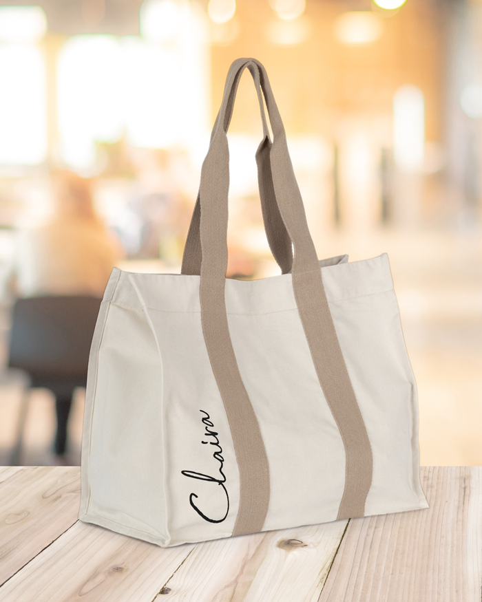 Borsa Shopper in Tela Personalizzata con Nome in Corsivo - Idea Regalo Lei