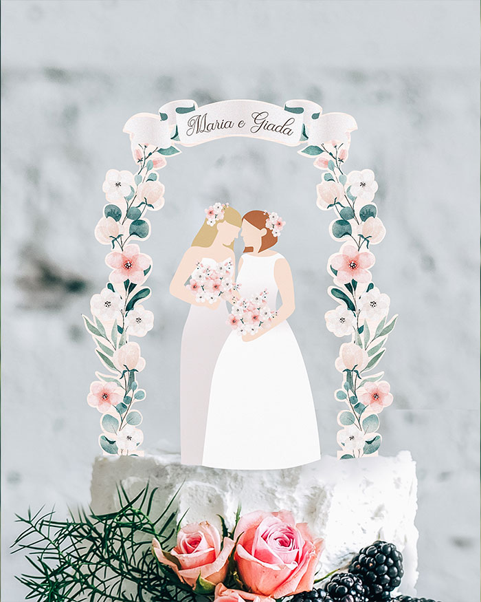 Addobbo Torta Topper Torta Nuziale CARISPIBET - Sposi Che Si Baciano Con Figlie E Gatto - Acrilico 16cm Torta San Valentino