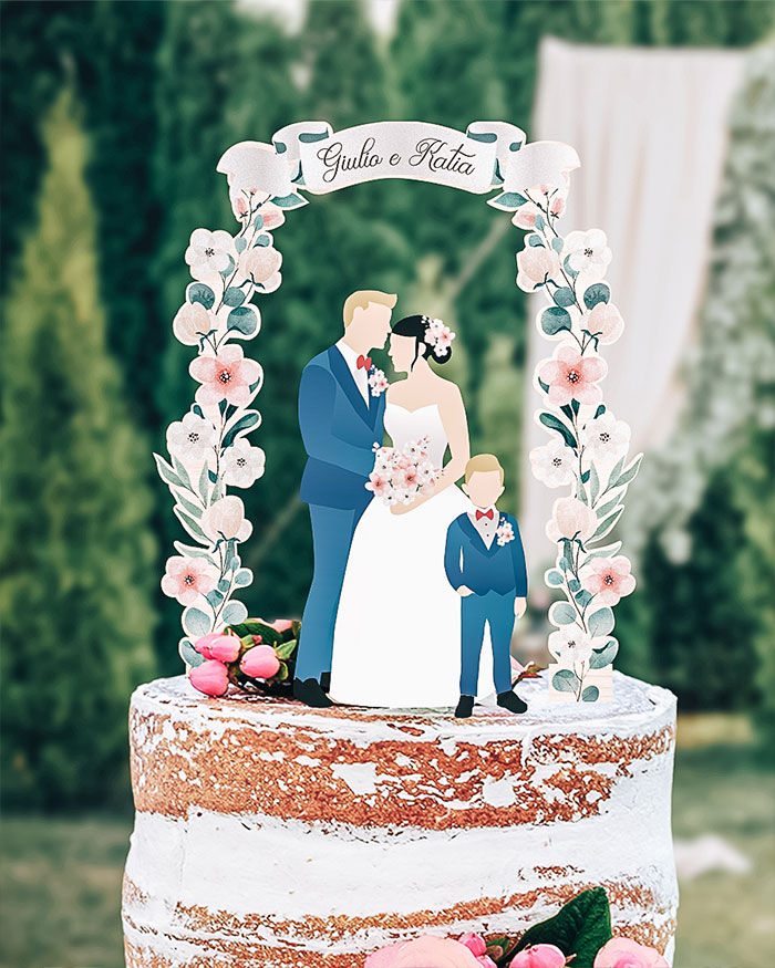 Cake topper con sposini per torte di matrimonio “Inizia il viaggio