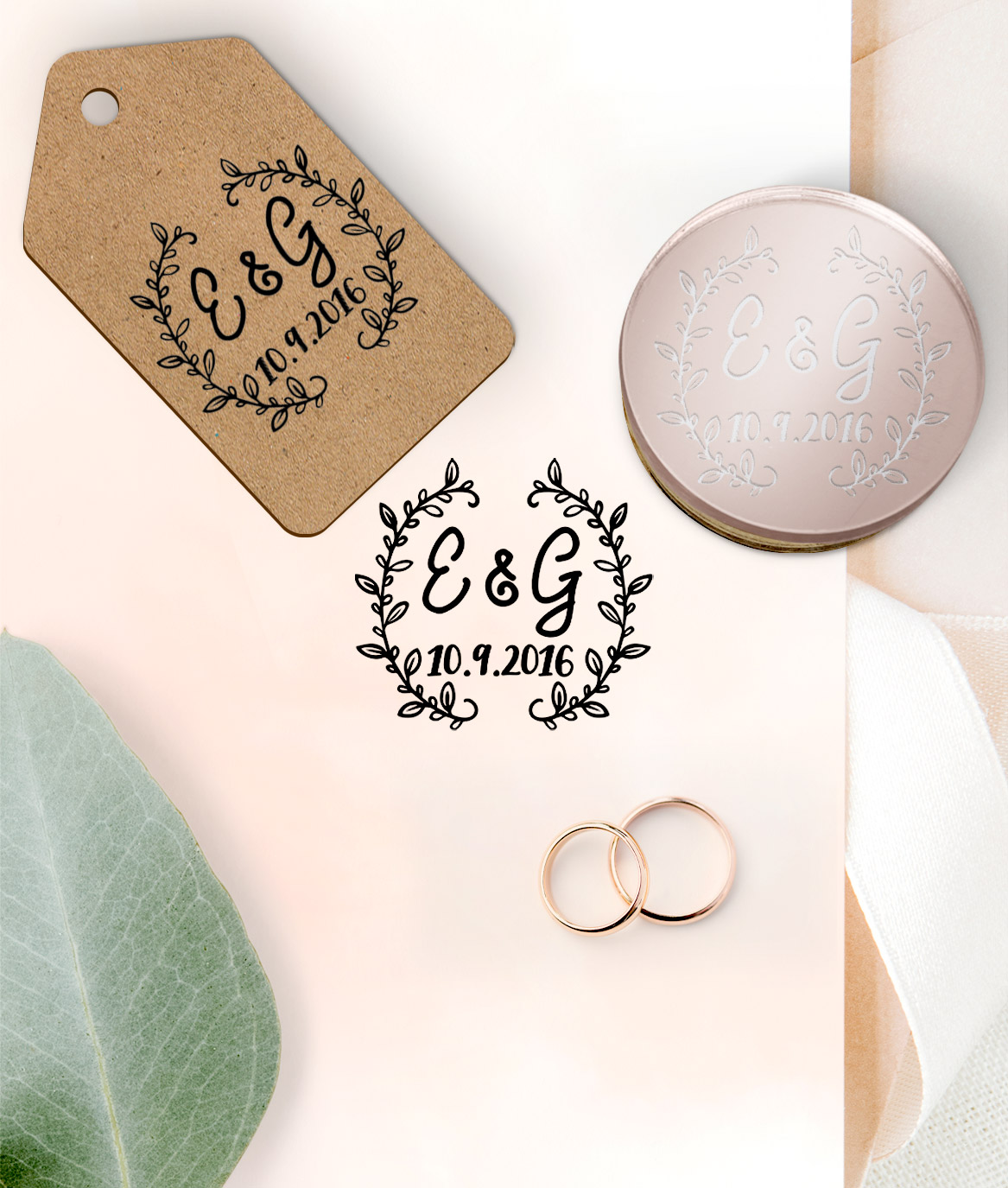 Timbro Personalizzato con Iniziali e Data - Idea Regalo Decorazione  Matrimonio