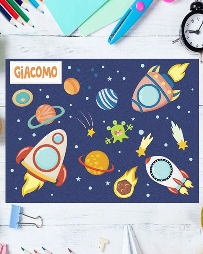 tovaglietta-bambino-personalizzata-tema-spazio-scuola