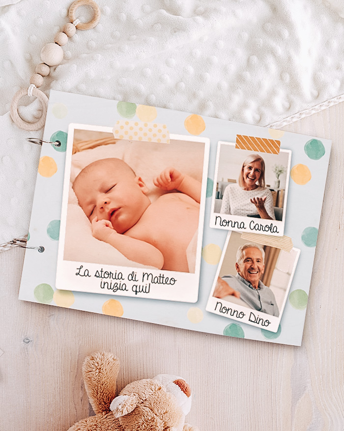 Libro Dei Ricordi Album Portafoto In Legno Azzurro Personalizzato Con Foto E Nomi Idea Regalo