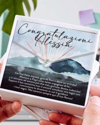 Collana Di Laurea In Argento Sterling Per Lei – Ciondolo Infinito Con Pietra CZ, Regalo Per Laurea 2023