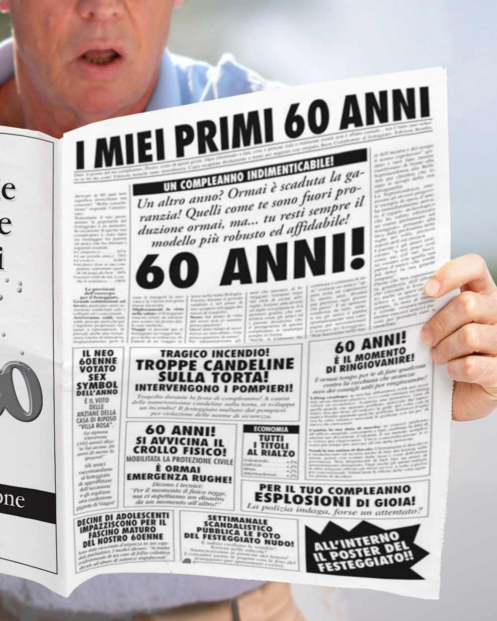 Finto Giornale Quotidiano per Compleanno 60 Anni Uomo - Biglietto Auguri  Originale per 60° Compleanno