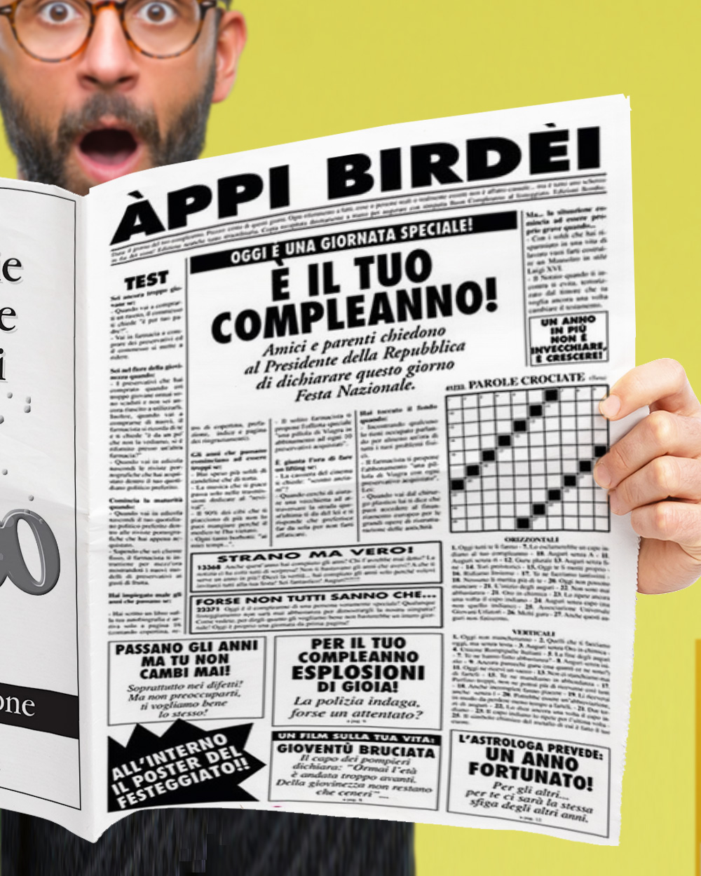 Finto Giornale Quotidiano per Compleanno - Biglietto d'Auguri