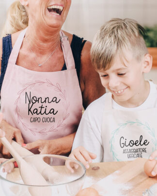 Coppia di Grembiuli Personalizzati Chef e Sous Chef - Idea Regalo per  la Nonna