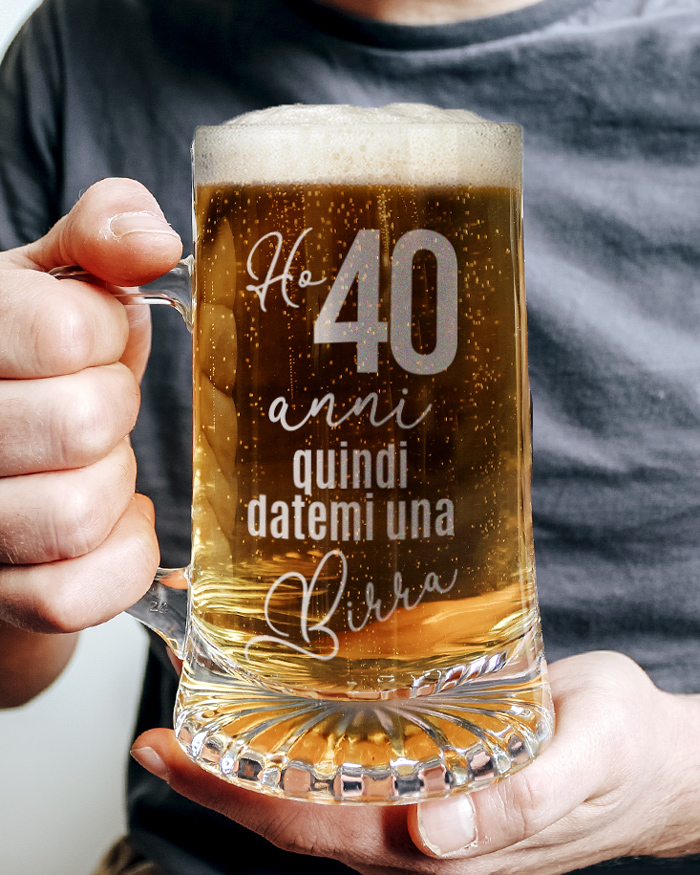 Boccale da Birra Personalizzato con Manico Merito una Birra