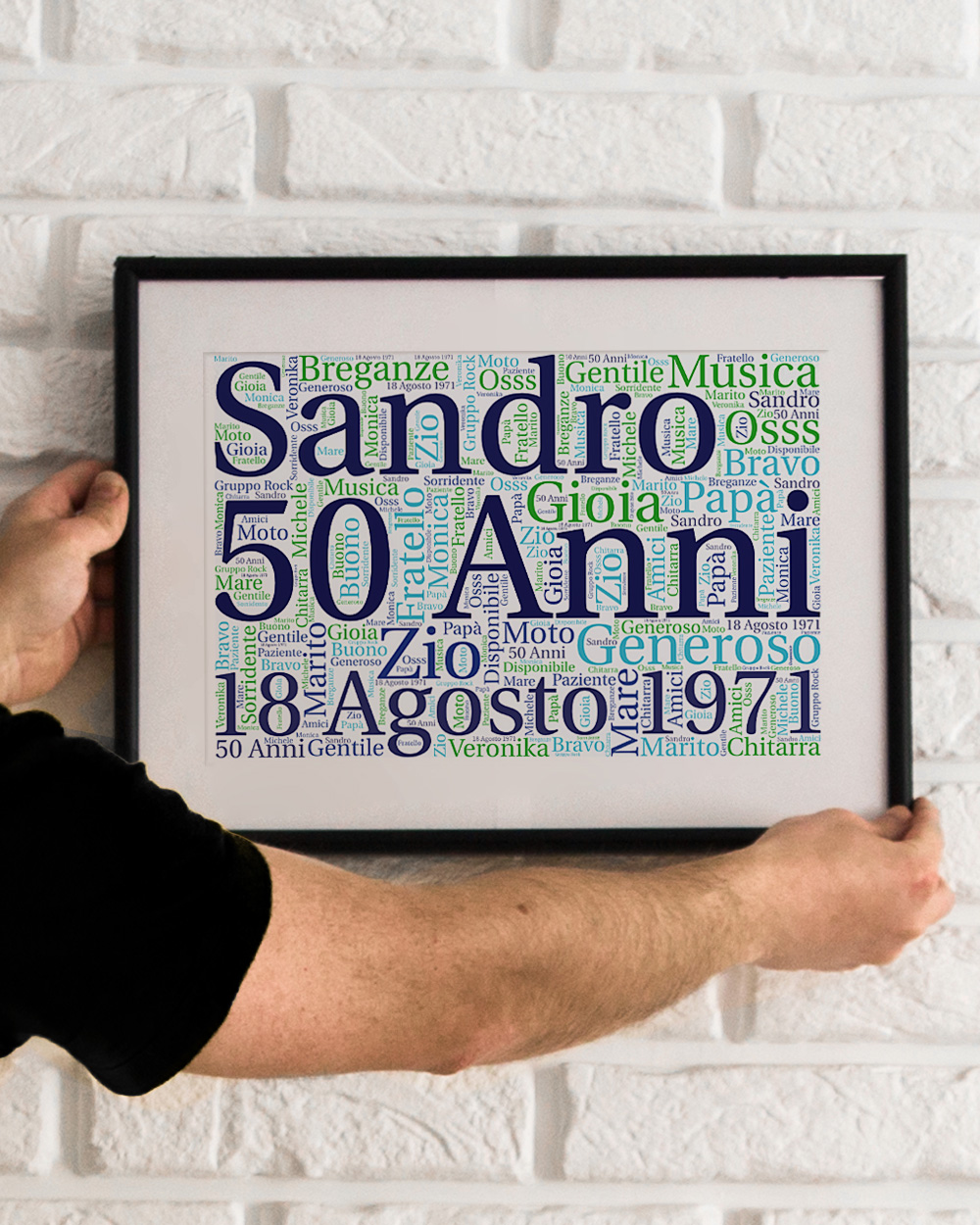 Stampa nuvola di parole personalizzata con cornice, idea regalo per lei