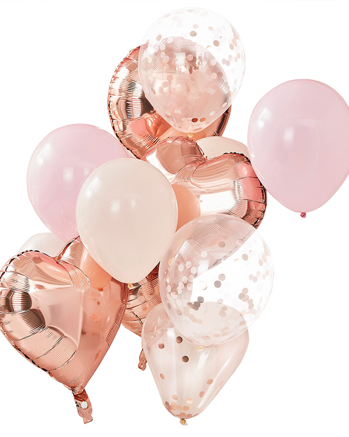 Set di Palloncini Rose Gold con Coriandoli - Idea Decorazione Compleanno