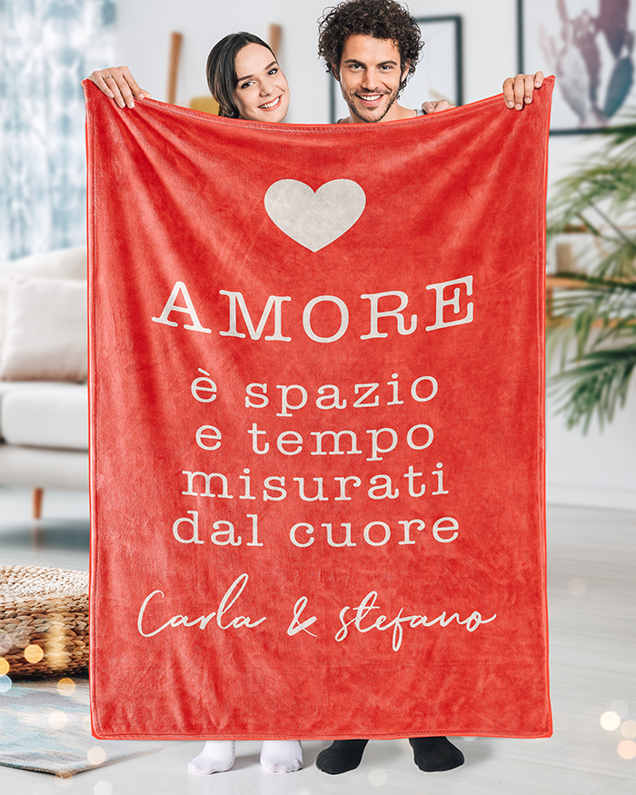 Plaid Coperta in Pile Personalizzata con Dedica Amore è Spazio e