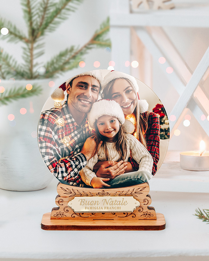 Portafoto a Forma di Palla di Neve Personalizzato con Nome e Foto - Idea  Regalo Natale Famiglia