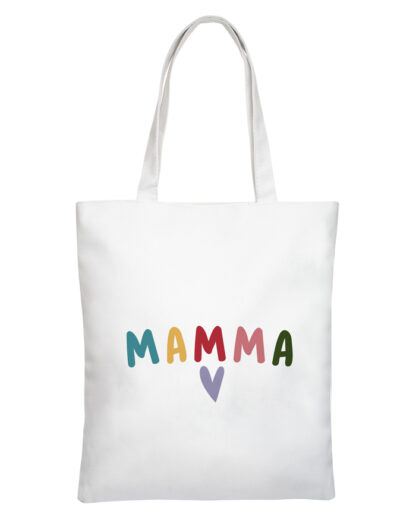 Borsa Shopper Personalizzata con Scritta Colorata "Mamma", Cuore e Dedica - Idea Regalo per la Mamma, Festa della Mamma, Compleanno - immagine 12