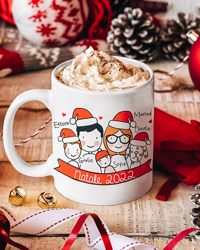 Tazza Personalizzata con Omini Natalizi e Nomi - Idea Regalo Natale per  Nonni e Famiglia