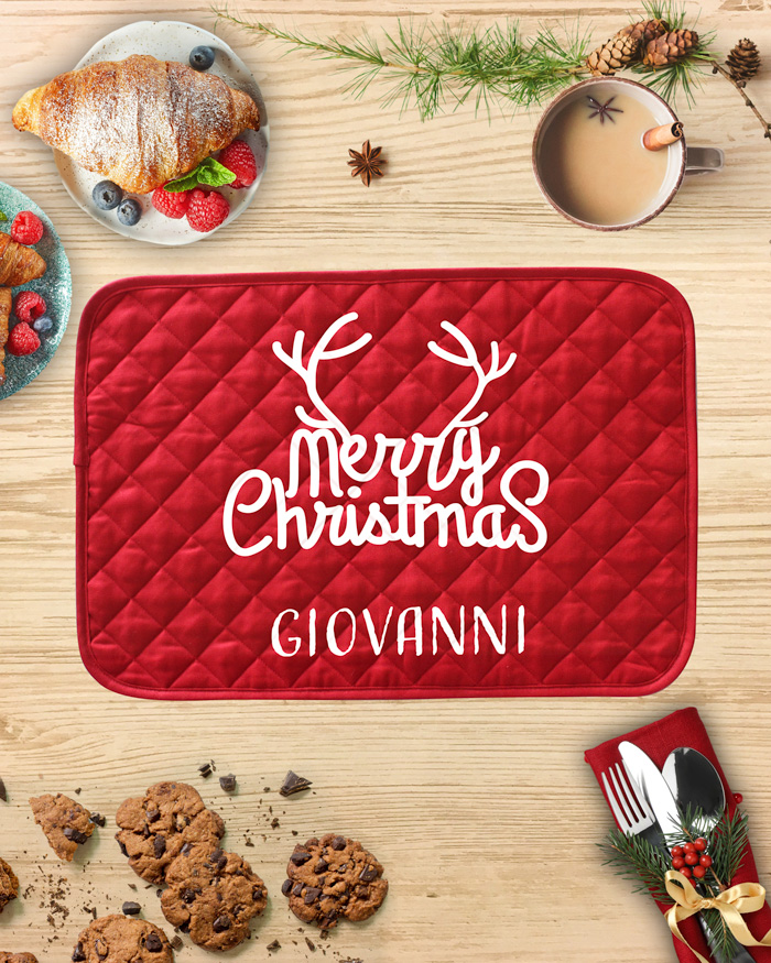 Tovagliette all'Americana Natalizie Merry Christmas Personalizzate con  Nome - Idea Regalo Lui, Lei