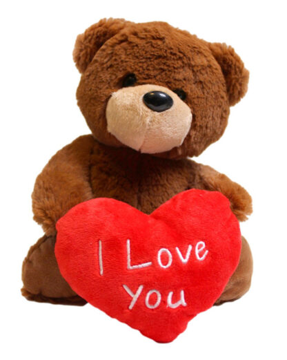 Morbido Orsetto Marrone di Peluche con Cuore Rosso Imbottito e Scritta "I Love You" Ricamata - Idea Regalo Romantica di San Valentino per Lei