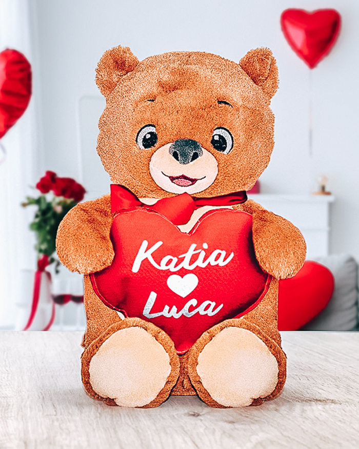 Peluche ORSO con Scritta LOVE Grande 30 cm idea Regalo San Valentino per  Lui Lei