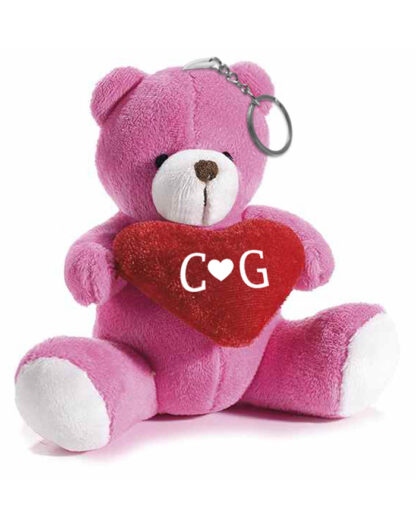 Portachiavi Orsetto di Peluche con Cuoricino Rosso Personalizzabile con Iniziali di Lui e Lei. Idea Regalo Romantica per San Valentino per Lei e per Lui - immagine 3