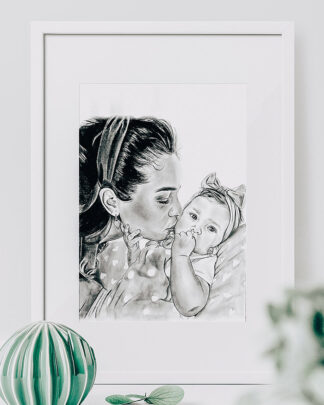 ritratto-bambino-realo-personalizzato-battesimo-nascita-mamma