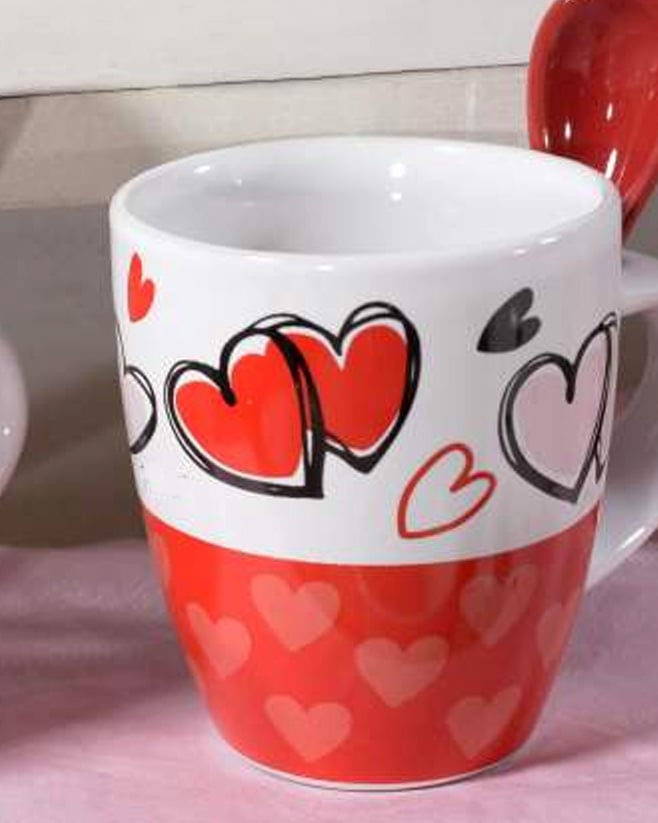 Set 2 tazzine da caffè con piattino a forma di cuore - Love – Domdeco