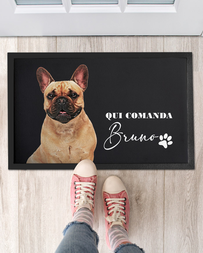 Zerbino Personalizzato con la Foto del Tuo Cane Qui Comanda - Idea  Regalo Casa per Amanti degli Animali